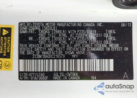 2013 Lexus Rx 350 из США, поврежденный, VIN 2T2BK1BA0DC216579